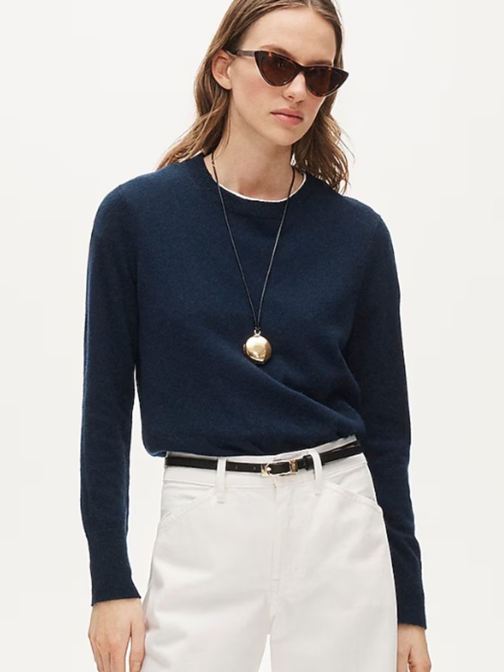 J. Crew Dark Navy Cashmere Crewneck Sweater